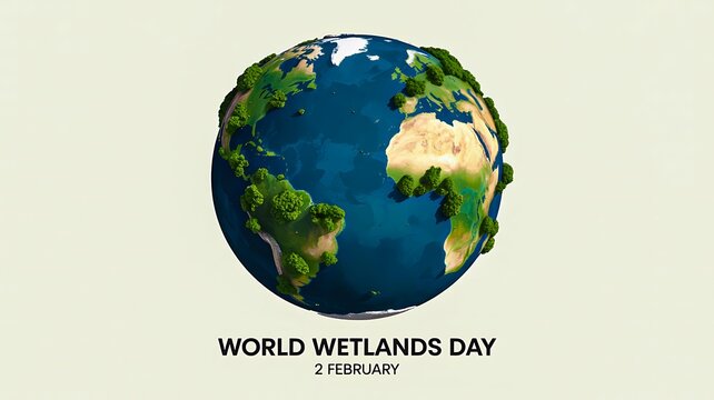 World wetlands day earth globe concept for environmental awareness
 - Powered by Adobe