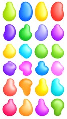 Twenty-five gradient blob shapes in a variety of vibrant colors