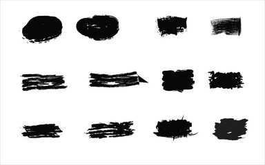 Black ink brush strokes and splatters on white background