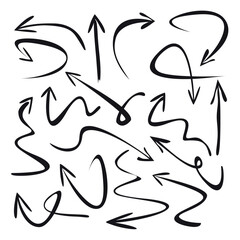 Set of black arrows. Hand-drawn arrows designed for presentations and workflow. Vector illustration.