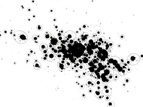 Clustered black dots on white background