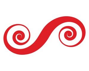Red swirl design isolated on transparent background for graphic design