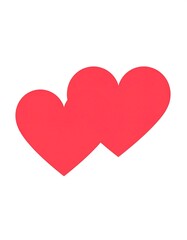 Two adjacent, vibrant red hearts on a clean, white background