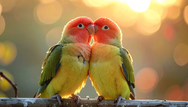 Two lovebirds in golden light