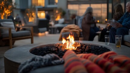 Fototapeta premium Serene Evening Fire Pit Gathering