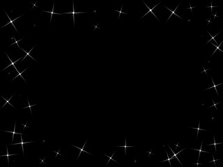 Fototapeta premium stars twinkle effect background black texture dark night sky pattern with glitter border frame with copy space for banner design concept of design celebration astronomy