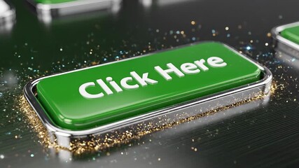 A prominent white mouse cursor hovers directly above a vibrant green Click Here button symbolizing online interaction digital engagement and a clear call to action for website visitors or users to pr. - Powered by Adobe