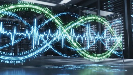 Digital data visualization in modern server room - Powered by Adobe