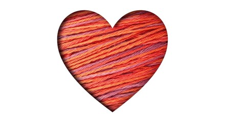 Fototapeta premium A bright graphic heart shape utilizing a heavy multicolored yarn texture, digitally cut out and isolated for design projects ,textile ,soft ,fuzzy