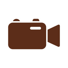 Simple brown video camera icon on white background