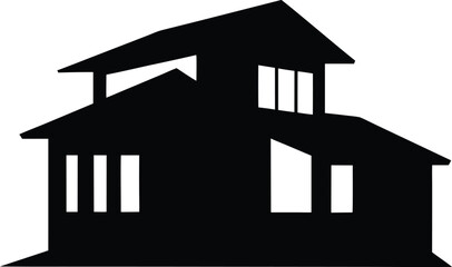 contemporary villa icon silhouette vector illustration on transparent background