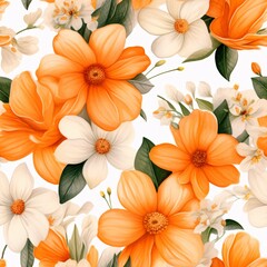 Obraz premium Watercolor Flowers Seamless Pattern, Watercolor Floral pattern, Flowers Digital Paper, Spring Fowers pattern, Floral Background