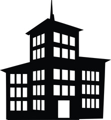 office tower icon silhouette vector illustration on transparent background