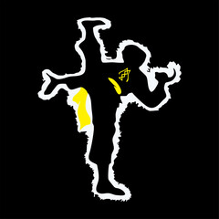Martial arts illustration design of woman holding weapon, suitable for logo and design elements