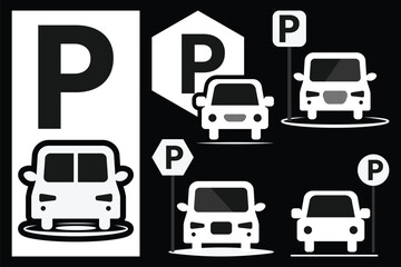 parking icons and symbols for maps parking