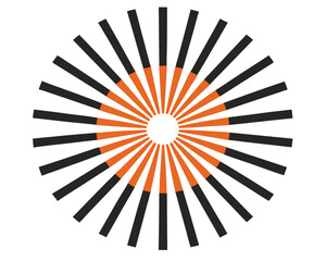 Abstract Sunburst Design with Black and Orange Lines Radiating Out