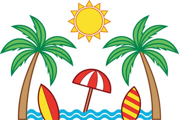 Obraz premium Palm Tree Beach California Coastal Design. California Palm Tree Beach Illustration. Tropical Palm Trees on California Beach. Sunny California Beach with Palm Trees. Coastal Palm Tree Scene