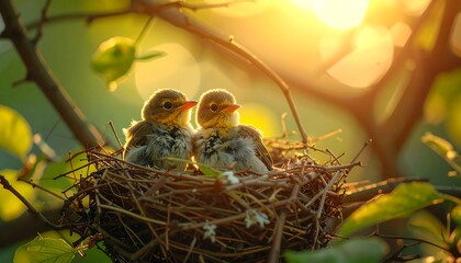Two baby birds in a nest (1)