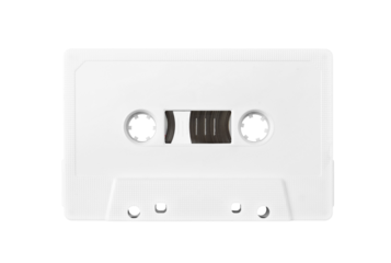 White blank music audio tape cassette isolated