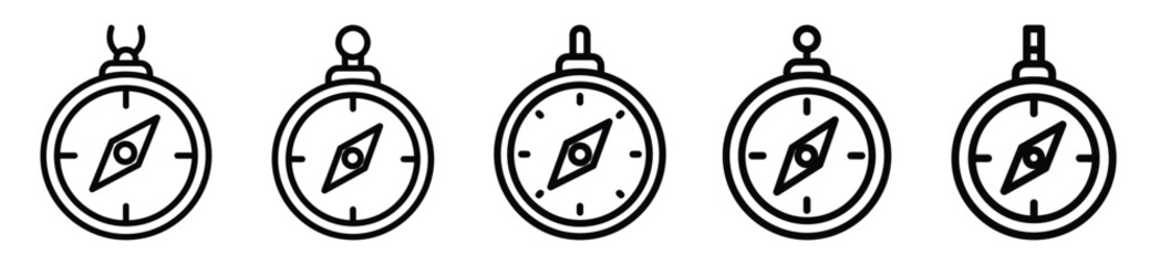 robot compass line art icon set. ai and robotics outline icons collection.