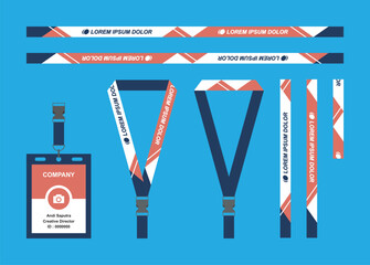 Sport Lanyard and ID Card Template with Modern Geometric Pattern