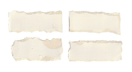 torn blank pages with uneven texture edges. set of ripped white paper sheets png isolated on transparent background. 