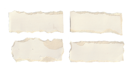 torn blank pages with uneven texture edges. set of ripped white paper sheets png isolated on transparent background.