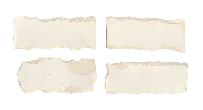 torn blank pages with uneven texture edges. set of ripped white paper sheets png isolated on transparent background. - Powered by Adobe