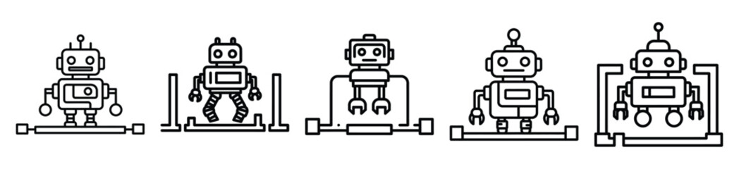 robot maze line art icon set. ai and robotics outline icons collection.