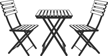 Foldable Bistro Table and Chairs Illustration.