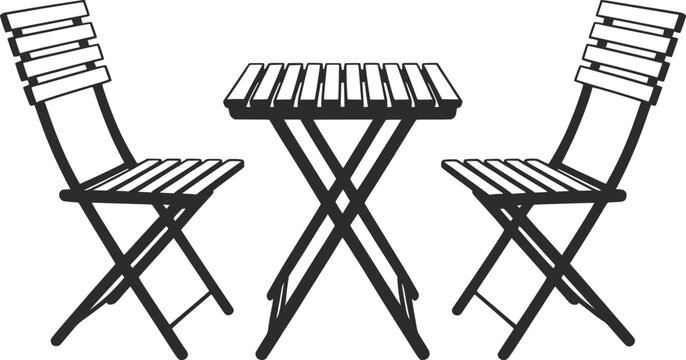 Foldable Bistro Table and Chairs Illustration.