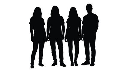Four people standing together a group portrait capturing a moment in time silhouette
