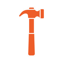 Orange hammer icon on white background