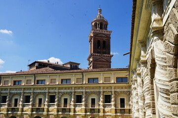 Courtyard of the Ducal Palace seen from the Loggia of Eleonora in Mantua, Italy