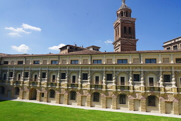 Courtyard of the Ducal Palace seen from the Loggia of Eleonora in Mantua, Italy