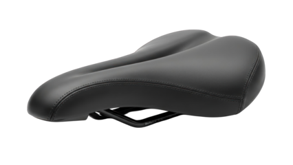 Black Bicycle Saddle Isolated on White Background.