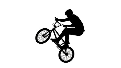 Silhouette cyclist riding a bicycle outdoors against the sky during an adventurous sporting activity