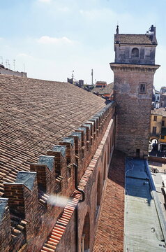 Astronomical Clock Tower seen from the Podest&agrave;'s Palace in Mantua, Italy