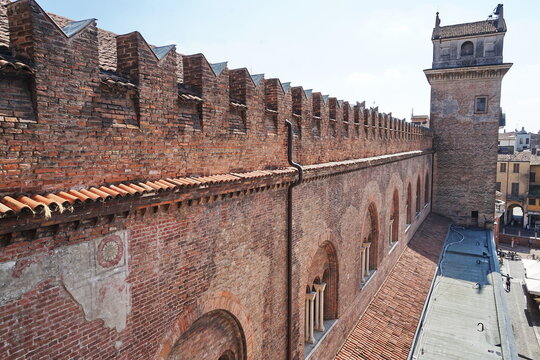 Astronomical Clock Tower seen from the Podest&agrave;'s Palace in Mantua, Italy