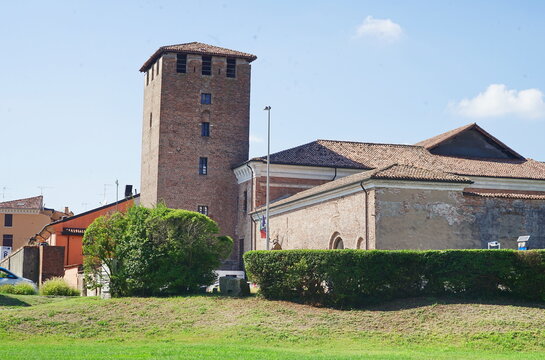 Medieval tower in the historic center of Mantua, Italy