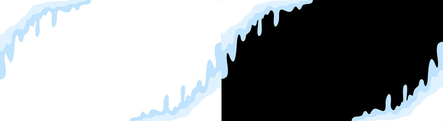 PNG image of Cartoon snow and ice border design element with dripping icicles framing a space on transparent background