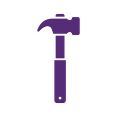 Purple hammer icon on white background