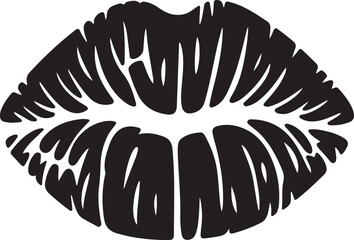Black lipstick kiss on transparent background. Imprint of the lips. Kiss mark vector illustration