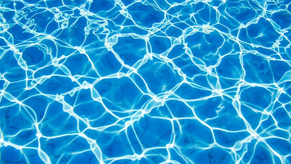 Blue pool water with sunlight reflections in ripples swimming pool clear