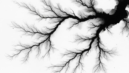 Fototapeta premium Abstract Black Fractal Branching Pattern on White Background.