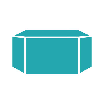 Simple teal colored hexagonal prism shape