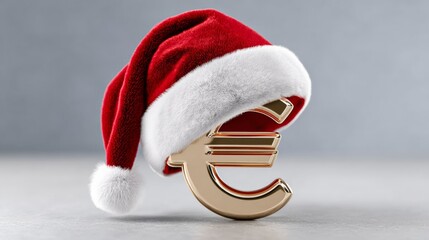 A gold coin with a red hat on top of it.