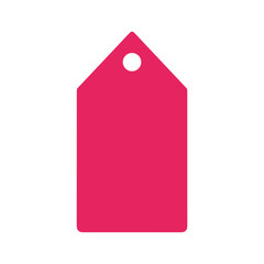 Red gift tag icon on white background