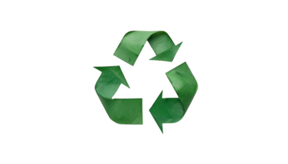 A bright green recycling symbol on a transparent background, clean and eco friendly.