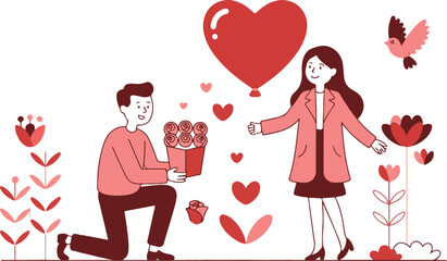 Couple with heart happy valentines day